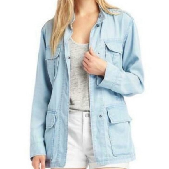 GAP Light Blue Tencel Denim Relaxed Utility Jacket XL - Picture 4 of 12